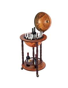 HOMCOM Globe Shaped Retro Style Mini Bar Drink Cabinet Movable Wine Alcohol Beverage Storage Trolley Glass Bottle Holder with Wh 2