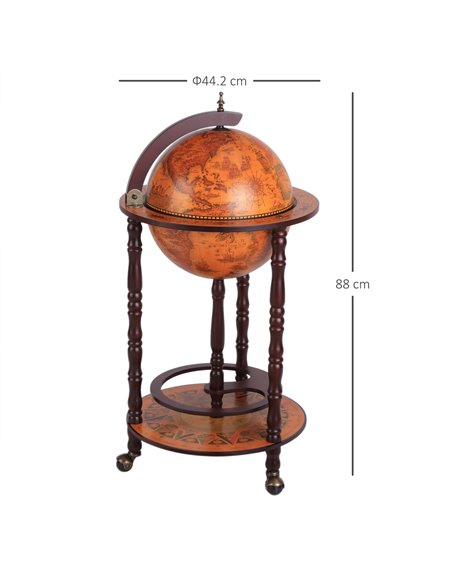 HOMCOM Globe Shaped Retro Style Mini Bar Drink Cabinet Movable Wine Alcohol Beverage Storage Trolley Glass Bottle Holder with Wh - pic 92371 | FastDaddyshop