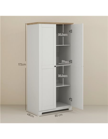 HOMCOM 172cm Wooden Storage Cabinet Cupboard With 2 Doors 4 Shelves White Pantry Closet 833-595 - pic 92389 | FastDaddyshop