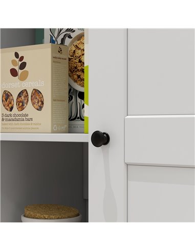 HOMCOM 172cm Wooden Storage Cabinet Cupboard With 2 Doors 4 Shelves White Pantry Closet 833-595