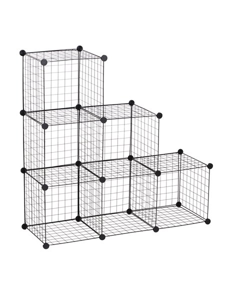HOMCOM Interlocking 6 Cube Metal Wire Storage Rack, DIY Cabinet for Living Room, Display Shelves, Black 831-247 - pic 92396 | FastDaddyshop