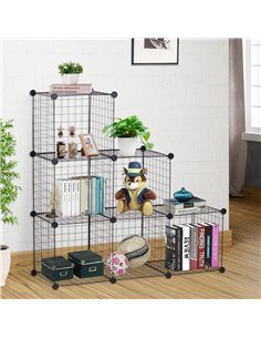 HOMCOM Interlocking 6 Cube Metal Wire Storage Rack, DIY Cabinet for Living Room, Display Shelves, Black 831-247 2