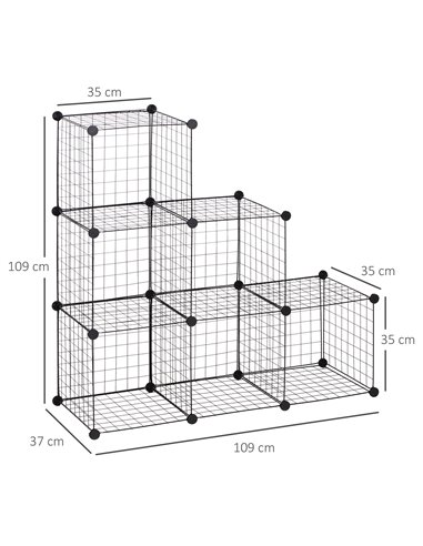 HOMCOM Interlocking 6 Cube Metal Wire Storage Rack, DIY Cabinet for Living Room, Display Shelves, Black 831-247