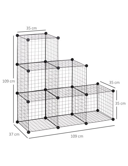 HOMCOM Interlocking 6 Cube Metal Wire Storage Rack, DIY Cabinet for Living Room, Display Shelves, Black 831-247 - pic 92398 | FastDaddyshop