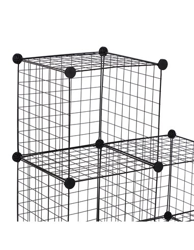 HOMCOM Interlocking 6 Cube Metal Wire Storage Rack, DIY Cabinet for Living Room, Display Shelves, Black 831-247