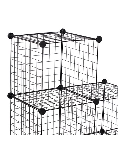 HOMCOM Interlocking 6 Cube Metal Wire Storage Rack, DIY Cabinet for Living Room, Display Shelves, Black 831-247 - pic 92399 | FastDaddyshop