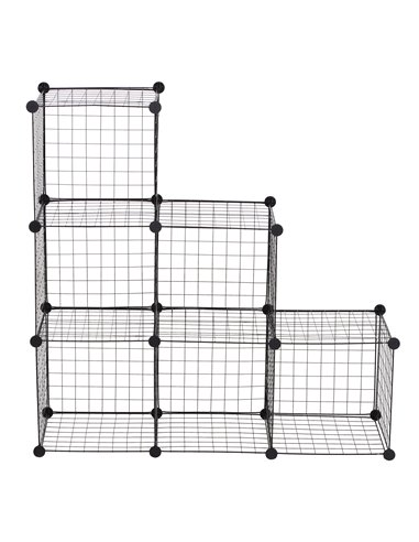 HOMCOM Interlocking 6 Cube Metal Wire Storage Rack, DIY Cabinet for Living Room, Display Shelves, Black 831-247
