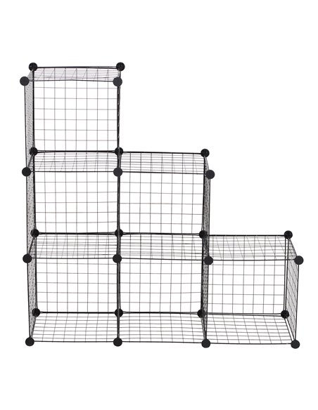 HOMCOM Interlocking 6 Cube Metal Wire Storage Rack, DIY Cabinet for Living Room, Display Shelves, Black 831-247 - pic 92402 | FastDaddyshop
