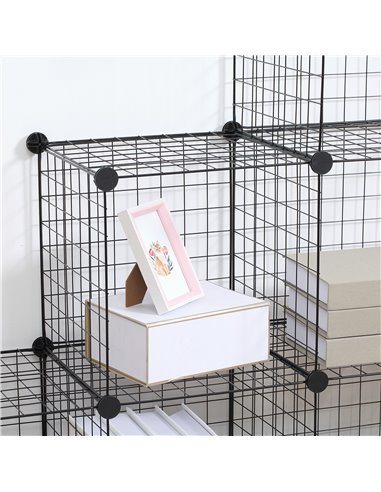 HOMCOM Interlocking 6 Cube Metal Wire Storage Rack, DIY Cabinet for Living Room, Display Shelves, Black 831-247