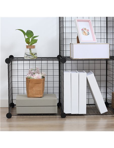 HOMCOM Interlocking 6 Cube Metal Wire Storage Rack, DIY Cabinet for Living Room, Display Shelves, Black 831-247 - pic 92404 | FastDaddyshop