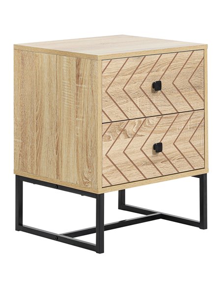 HOMCOM Unique Bedside Cabinet, Two-Drawer Nightstand, Zig Zag Design, Black Metal Handles, Melamine Finish 831-259 - pic 92405 | FastDaddyshop