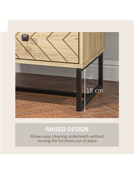 HOMCOM Unique Bedside Cabinet, Two-Drawer Nightstand, Zig Zag Design, Black Metal Handles, Melamine Finish 831-259 - pic 92408 | FastDaddyshop