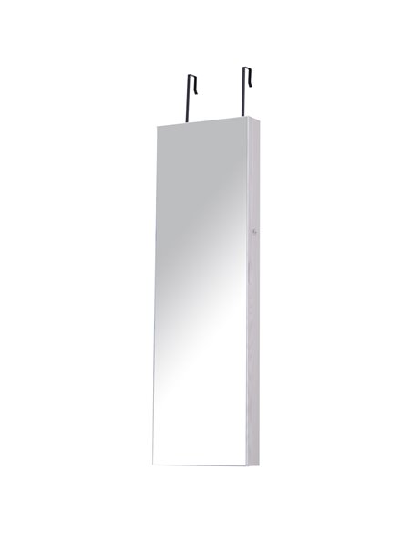 HOMCOM Mirrored Jewellery Cabinet, Door/Wall Mounted Organiser, Lockable with 6 LED Lights, White 831-269WT - pic 92423 | FastDaddyshop