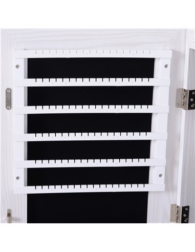 HOMCOM Mirrored Jewellery Cabinet, Door/Wall Mounted Organiser, Lockable with 6 LED Lights, White 831-269WT