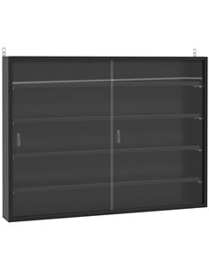 HOMCOM Particle Board 5-Tier Glass Door Display Cabinet Black 833-761