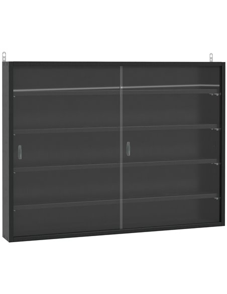 HOMCOM Particle Board 5-Tier Glass Door Display Cabinet Black 833-761 - pic 92459 | FastDaddyshop