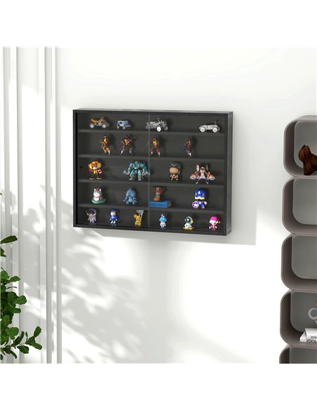 HOMCOM Particle Board 5-Tier Glass Door Display Cabinet Black 833-761 - pic 92460 | FastDaddyshop