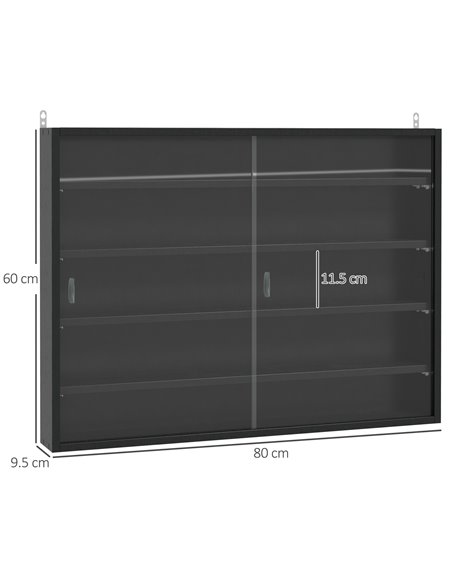 HOMCOM Particle Board 5-Tier Glass Door Display Cabinet Black 833-761 - pic 92461 | FastDaddyshop