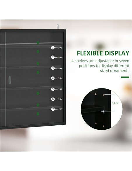 HOMCOM Particle Board 5-Tier Glass Door Display Cabinet Black 833-761 - pic 92462 | FastDaddyshop