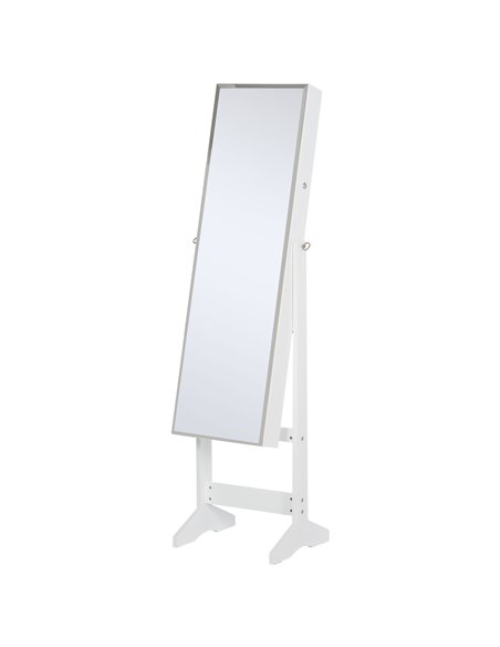 HOMCOM Jewelry Cabinet Standing Mirror Full Length Makeup Lockable Armoire Storage Organizer White 831-322 - pic 92477 | FastDaddyshop