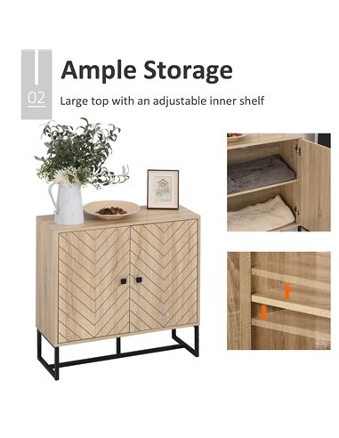 HOMCOM Storage Cabinet Adjustable Shelf Metal Frame Handles Tabletop Unique Home Style Organiser 833-875
