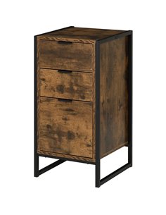 HOMCOM Industrial Storage Trunk: 3-Drawer Metal Cabinet, Freestanding Organiser, Rustic Brown 831-312