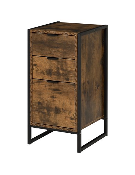 HOMCOM Industrial Storage Trunk: 3-Drawer Metal Cabinet, Freestanding Organiser, Rustic Brown 831-312 - pic 92504 | FastDaddyshop