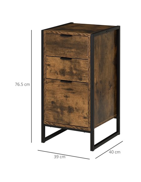 HOMCOM Industrial Storage Trunk: 3-Drawer Metal Cabinet, Freestanding Organiser, Rustic Brown 831-312 - pic 92505 | FastDaddyshop