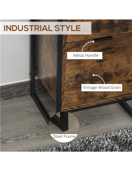 HOMCOM Industrial Storage Trunk: 3-Drawer Metal Cabinet, Freestanding Organiser, Rustic Brown 831-312 - pic 92507 | FastDaddyshop