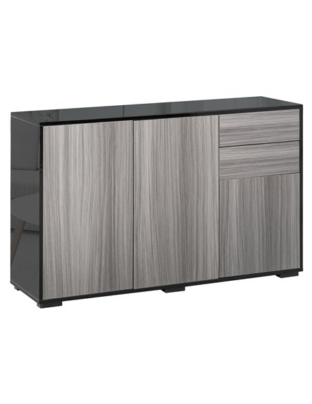 HOMCOM Sideboard High Gloss, 2 Drawer Push-Open Cabinet for Living Room, Bedroom, Light Grey and Black 838-077 - pic 92531 | FastDaddyshop