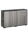 HOMCOM Sideboard High Gloss, 2 Drawer Push-Open Cabinet for Living Room, Bedroom, Light Grey and Black 838-077
