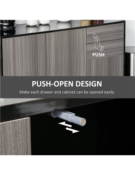 HOMCOM Sideboard High Gloss, 2 Drawer Push-Open Cabinet for Living Room, Bedroom, Light Grey and Black 838-077 - pic 92537 | FastDaddyshop