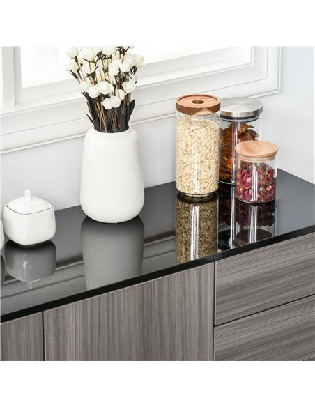 HOMCOM Sideboard High Gloss, 2 Drawer Push-Open Cabinet for Living Room, Bedroom, Light Grey and Black 838-077 - pic 92539 | FastDaddyshop