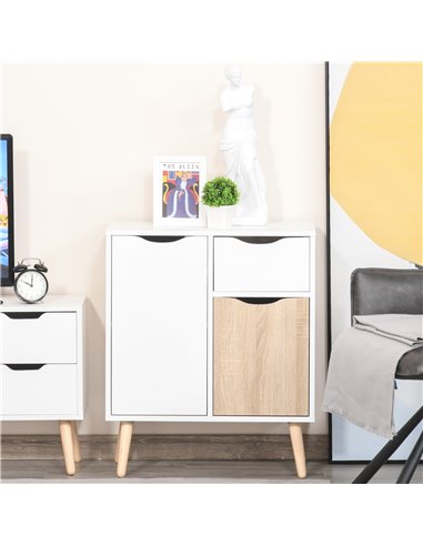 HOMCOM Floor Cabinet Storage Cupboard Sideboard with Drawer for Bedroom, Living Room, Entryway, Natural 837-116ND