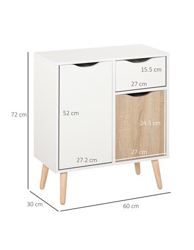 HOMCOM Floor Cabinet Storage Cupboard Sideboard with Drawer for Bedroom, Living Room, Entryway, Natural 837-116ND
