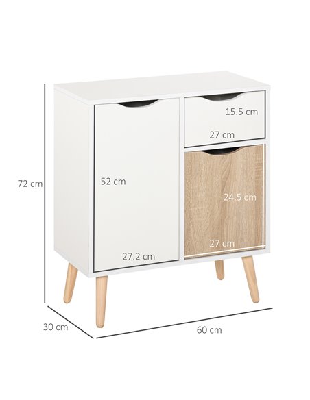 HOMCOM Floor Cabinet Storage Cupboard Sideboard with Drawer for Bedroom, Living Room, Entryway, Natural 837-116ND - pic 92560 | FastDaddyshop