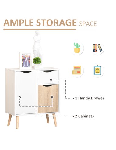 HOMCOM Floor Cabinet Storage Cupboard Sideboard with Drawer for Bedroom, Living Room, Entryway, Natural 837-116ND