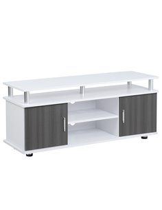 HOMCOM TV Cabinet Unit for TVs up to 55'' with Storage Shelf and Cupboards, Living Room Entertainment Center Media Console, Grey