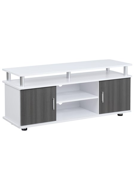 HOMCOM TV Cabinet Unit for TVs up to 55'' with Storage Shelf and Cupboards, Living Room Entertainment Center Media Console, Grey - pic 92585 | FastDaddyshop