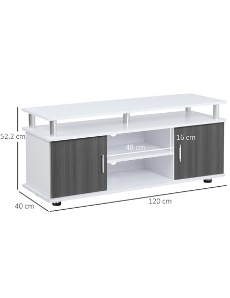 HOMCOM TV Cabinet Unit for TVs up to 55'' with Storage Shelf and Cupboards, Living Room Entertainment Center Media Console, Grey - pic 92587 | FastDaddyshop