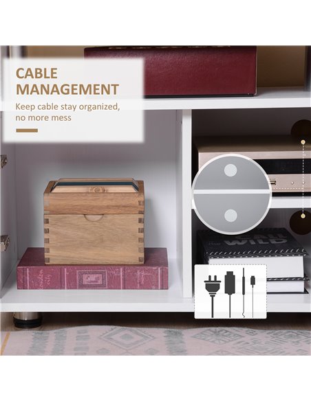 HOMCOM TV Cabinet Unit for TVs up to 55'' with Storage Shelf and Cupboards, Living Room Entertainment Center Media Console, Grey - pic 92590 | FastDaddyshop