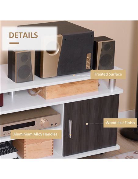 HOMCOM TV Cabinet Unit for TVs up to 55'' with Storage Shelf and Cupboards, Living Room Entertainment Center Media Console, Grey - pic 92591 | FastDaddyshop