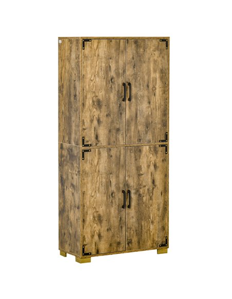 HOMCOM Farmhouse Style Tall Cupboard 4-Door Cabinet with Storage Shelves for Bedroom & Living Room, Rustic Wood Effect 838-194V0 - pic 92594 | FastDaddyshop