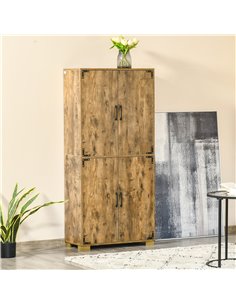 HOMCOM Farmhouse Style Tall Cupboard 4-Door Cabinet with Storage Shelves for Bedroom & Living Room, Rustic Wood Effect 838-194V0 2