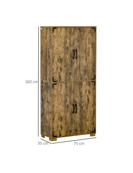 HOMCOM Farmhouse Style Tall Cupboard 4-Door Cabinet with Storage Shelves for Bedroom & Living Room, Rustic Wood Effect 838-194V0 - pic 92596 | FastDaddyshop
