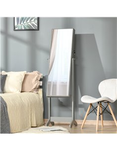 HOMCOM Lockable Jewellery Cabinet with Full-Length Mirror, Armoire Organiser for Bedroom Dressing Room, Grey 831-462GY 2