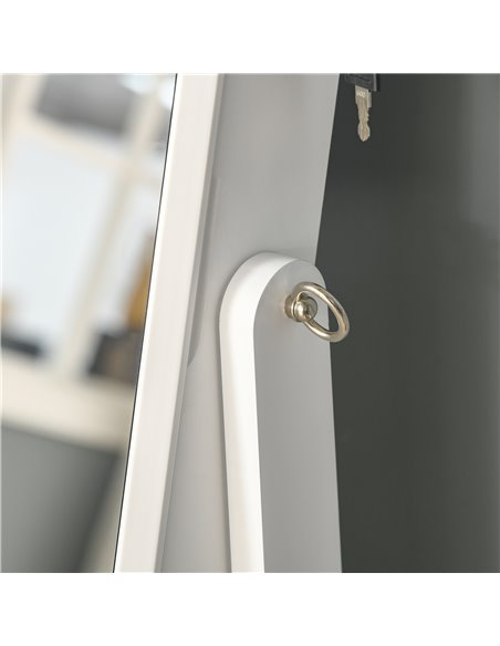 HOMCOM Lockable Jewellery Cabinet with Full-Length Mirror, Armoire Organiser for Bedroom Dressing Room, White 831-462WT - pic 92619 | FastDaddyshop