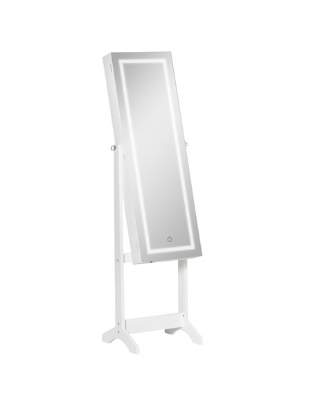 HOMCOM Mirror Jewelry Cabinet with LED Light, Three Storage Boxes & Five Shelves Storage for Make-up, Perfumes, Jewellery, Locka - pic 92621 | FastDaddyshop