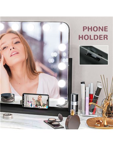 HOMCOM Mirror Jewelry Cabinet with LED Light, Three Storage Boxes & Five Shelves Storage for Make-up, Perfumes, Jewellery, Locka