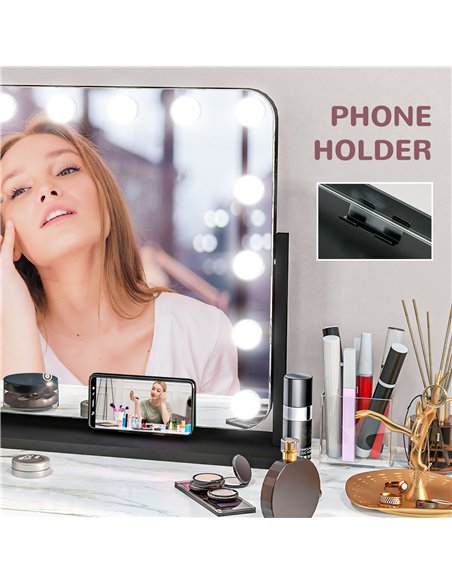 HOMCOM Mirror Jewelry Cabinet with LED Light, Three Storage Boxes & Five Shelves Storage for Make-up, Perfumes, Jewellery, Locka - pic 92624 | FastDaddyshop
